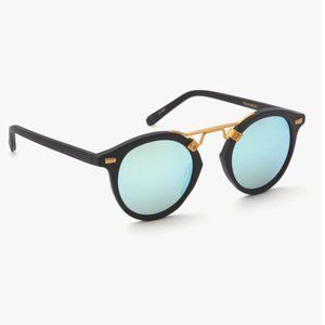 Krewe St. Lous Sunglasses | Black & Blue Mirrored